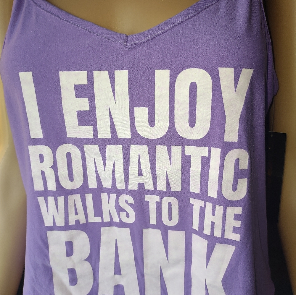 Graphic T (purple) by "not a morning person" w/adjustable straps. M